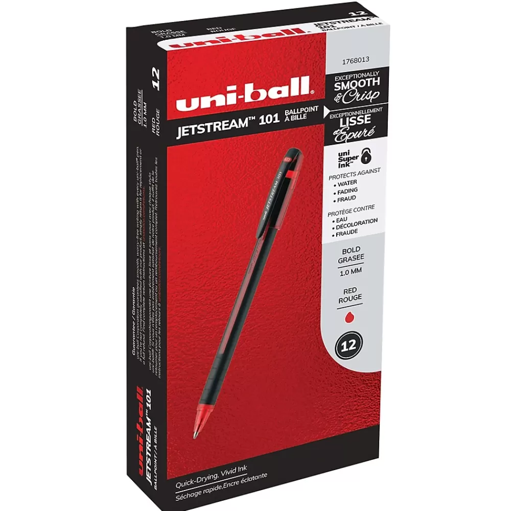 uni-ball Pens<uni Jetstream 101 Ballpoint Pen, Medium Point, 1.0mm, Red Ink, Dozen (1768013)