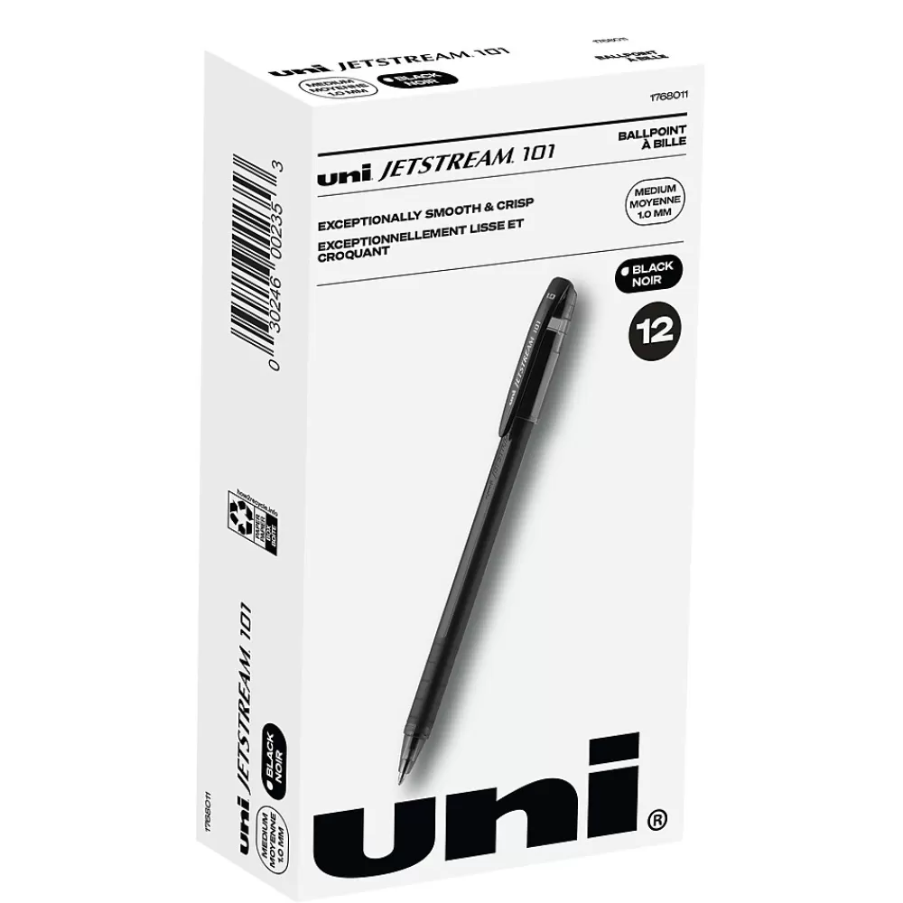 uni-ball Pens<uni Jetstream 101 Ballpoint Pens, Medium Point, 1.0mm, Black Ink, Dozen (1768011)
