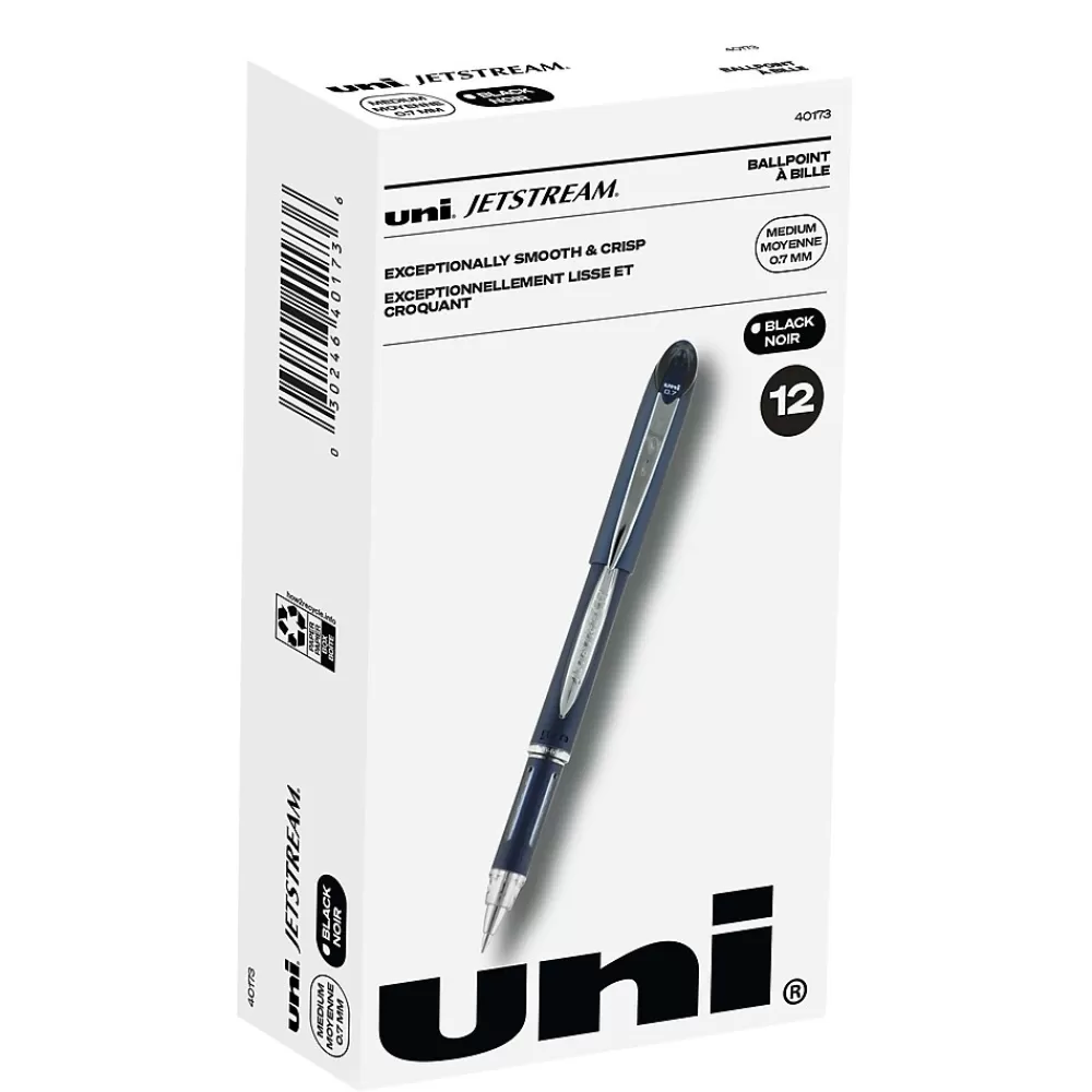 uni-ball Pens<uni Jetstream Ballpoint Pen, Fine Point, 0.7mm, Black Ink, Dozen (40173)