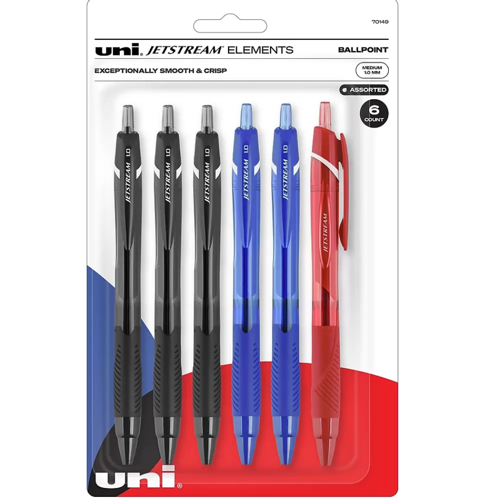 uni-ball Pens<uni Jetstream Elements Ballpoint Pens, Medium Point, 1.0mm, Assorted Ink, 6/Pack (70149)