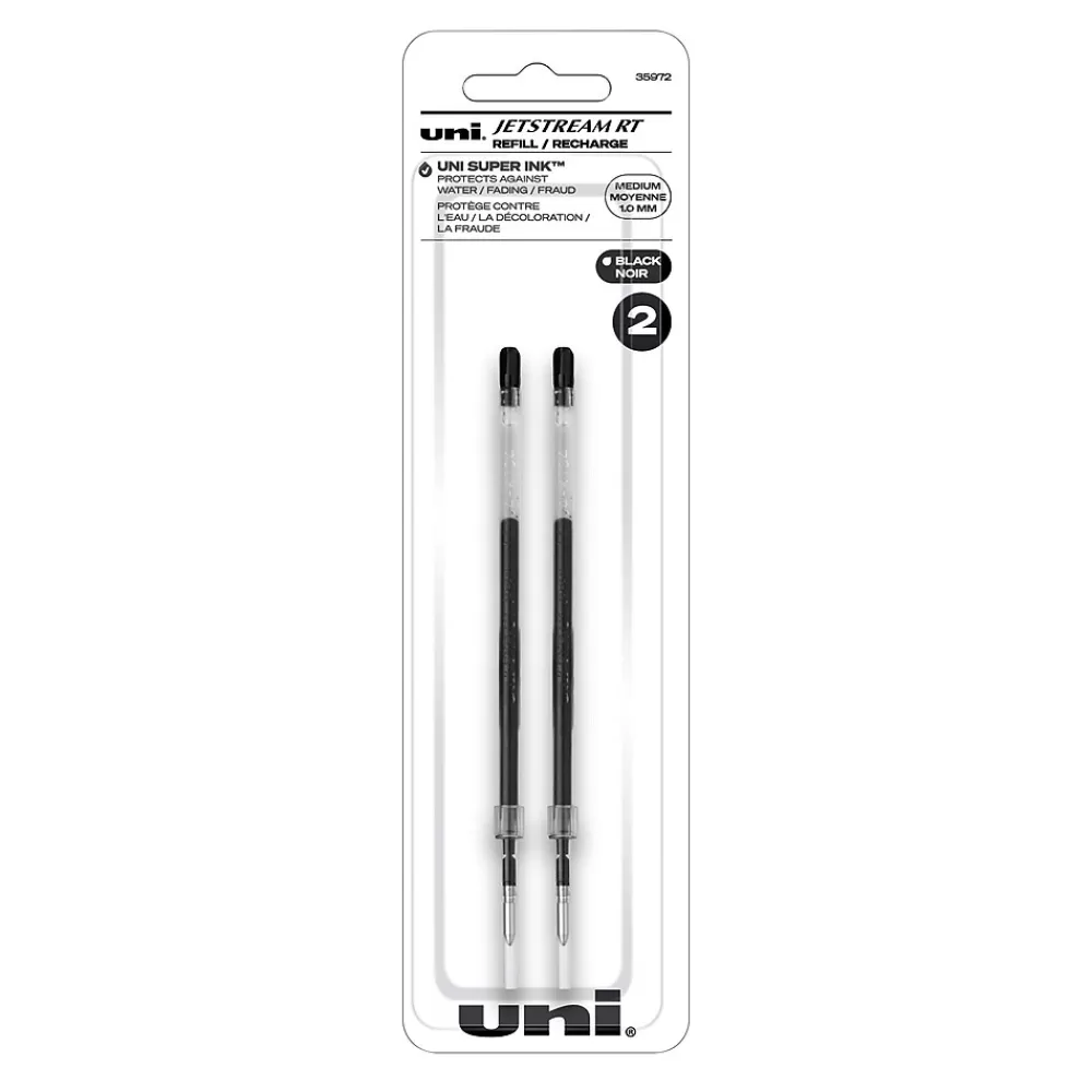 uni-ball Pens<uni Jetstream RT Ballpoint Pen Refills, Medium Point, 1.0mm, Black Ink, 2/Pack (35972)