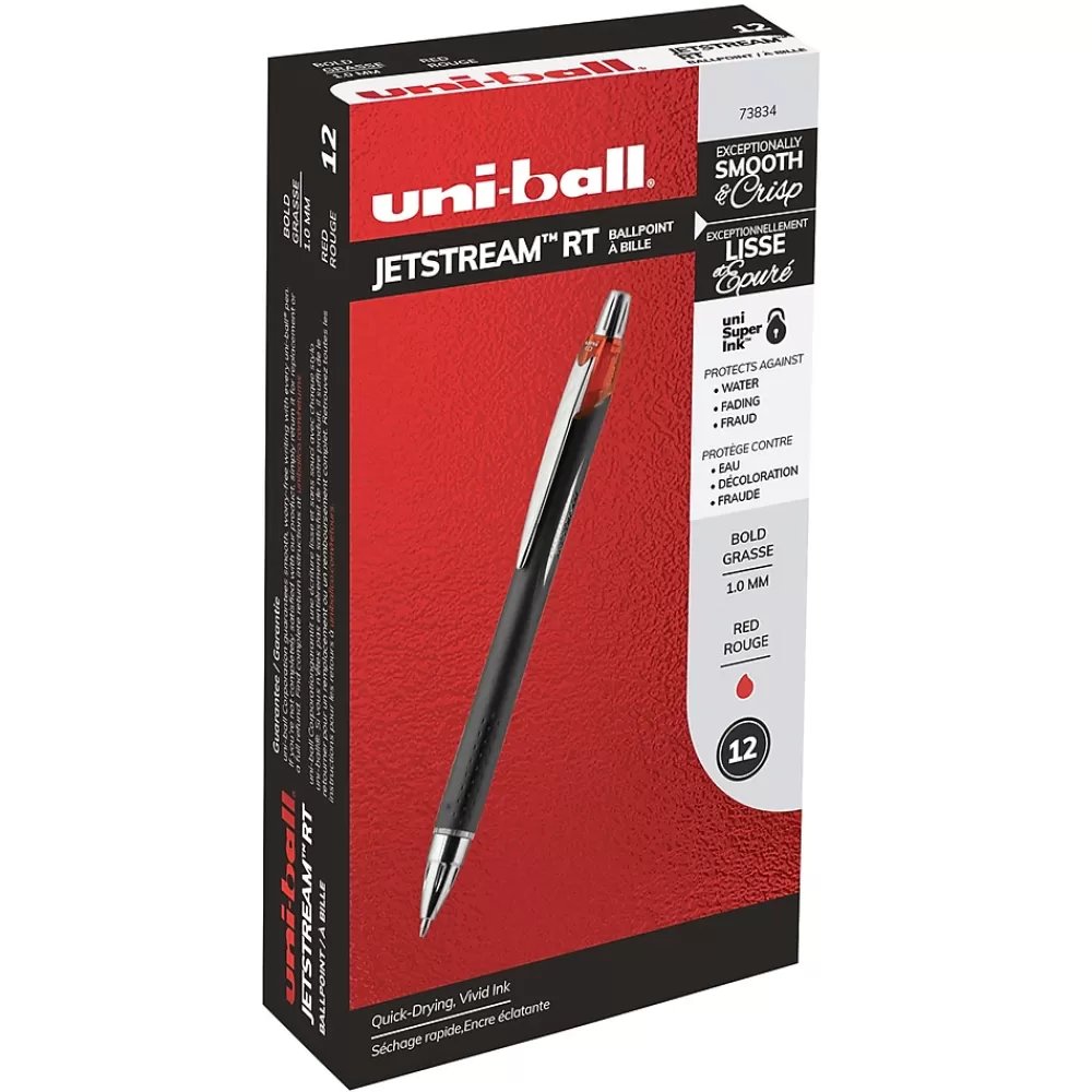 uni-ball Pens<uni Jetstream RT Retractable Ballpoint Pen, Medium Point, 1.0mm, Red Ink, Dozen (73834)