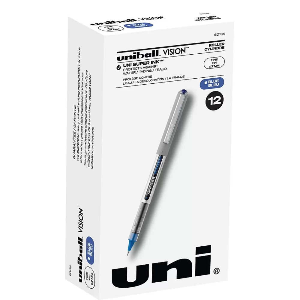 Uni Pens<Vision Rollerball Pen,Fine Point, Blue Ink, Dozen (60134)