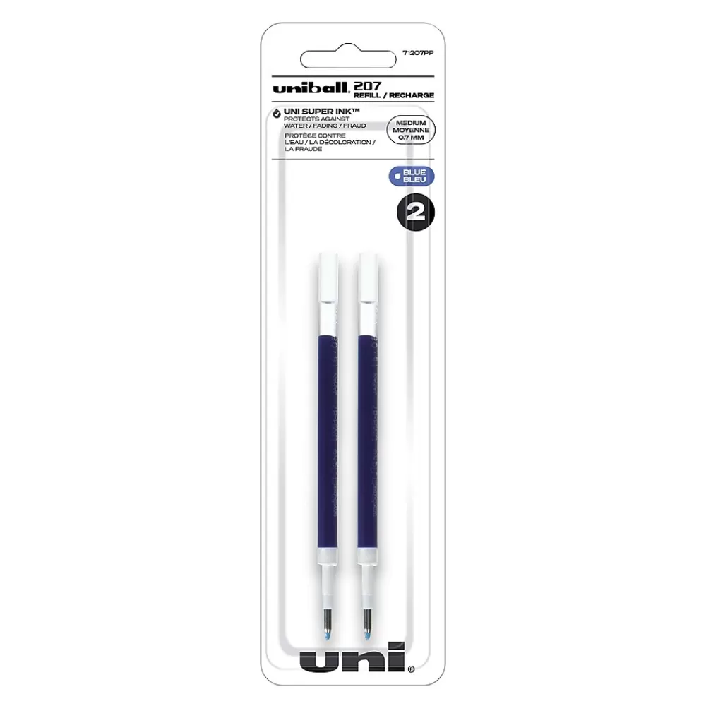 uni-ball Pens<207 Gel-Ink Pen Refills, Medium Tip, Blue Ink, 2/pack (71207PP)