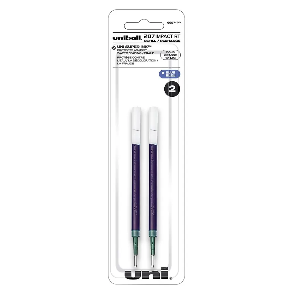 uni-ball Pens<207 Impact RT Gel-Ink Pen Refill, Bold Tip, Blue Ink, 2/Pack (65874PP)