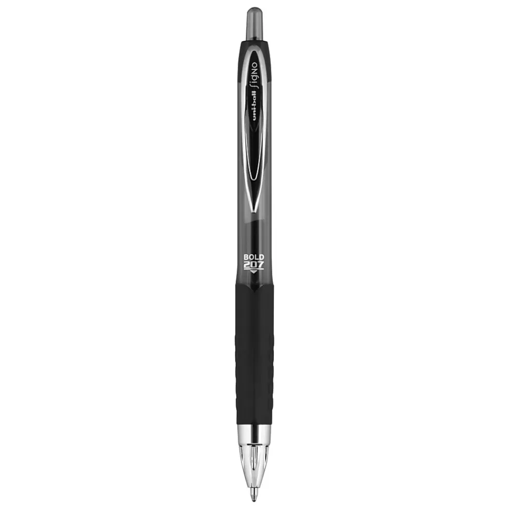 uni-ball Pens<uniball 207 Retractable Gel Pens, Bold Point, 1.0mm, Black Ink, 12/Pack (1790895)