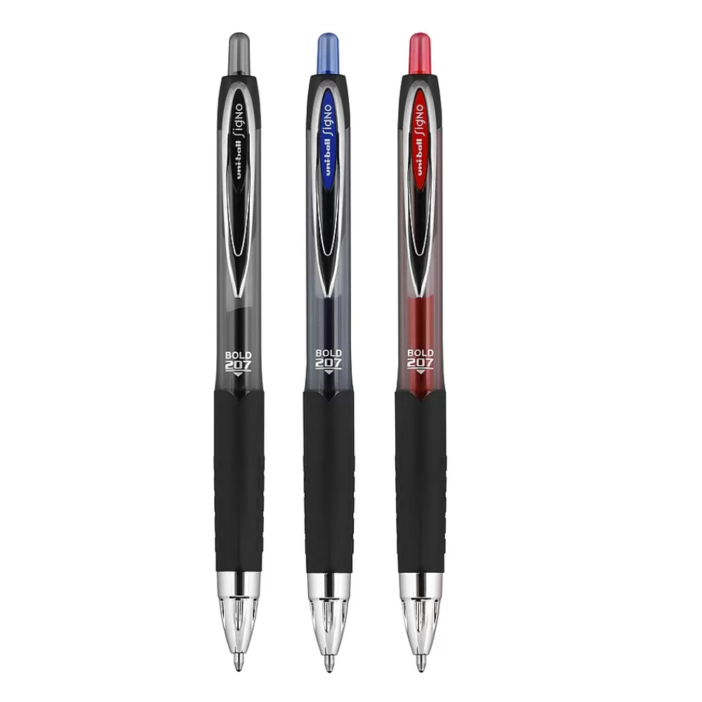 uni-ball Pens<uniball 207 Retractable Gel Pens, Bold Point, 1.0mm, Black Ink, 12/Pack (1790895)