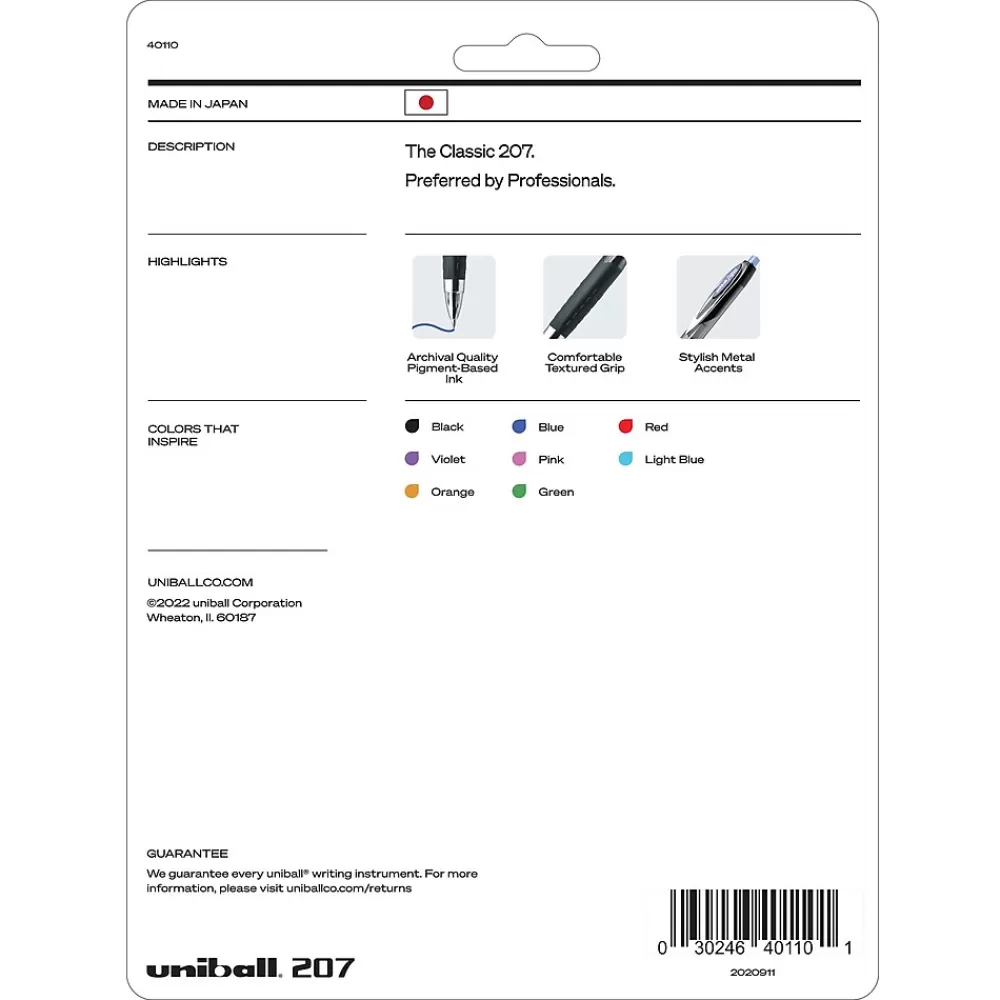 uni-ball Pens<uniball 207 Retractable Gel Pens, Medium Point, 0.7mm, Assorted Ink, 8 Pack (40110)