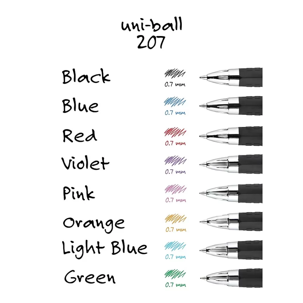 uni-ball Pens<uniball 207 Retractable Gel Pens, Medium Point, 0.7mm, Assorted Ink, 8 Pack (40110)