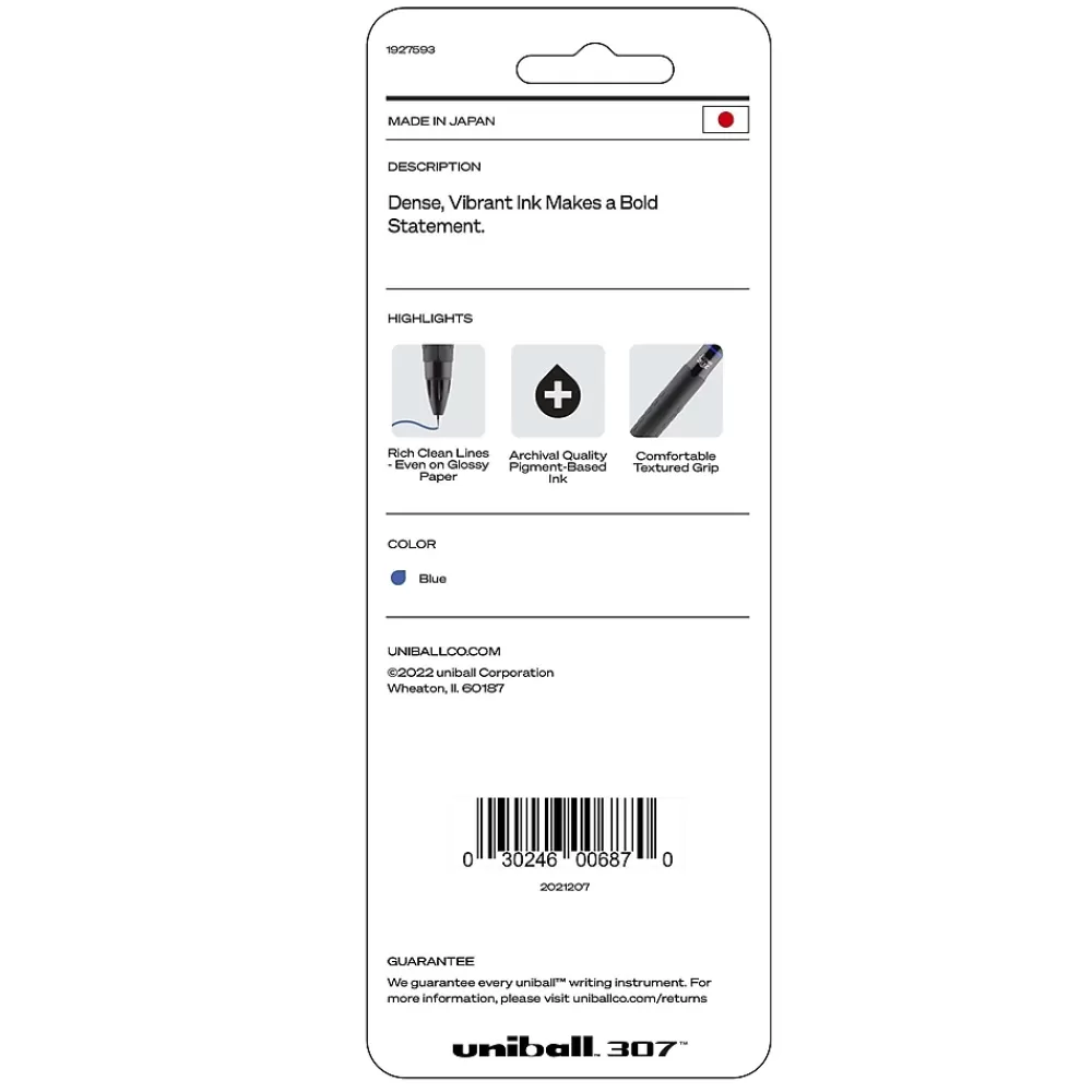 uni-ball Pens<uniball 307 Retractable Gel Pens, Medium Point, 0.7mm, Blue Ink, 3/Pack (1927593)