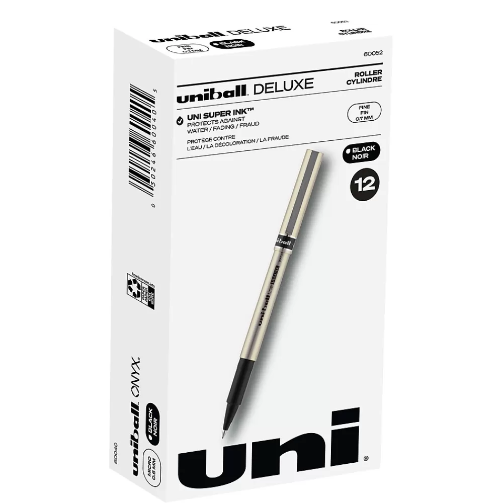 uni-ball Pens<Deluxe Rollerball Pens, Fine Point, Black Ink, 12/Pack (60052)