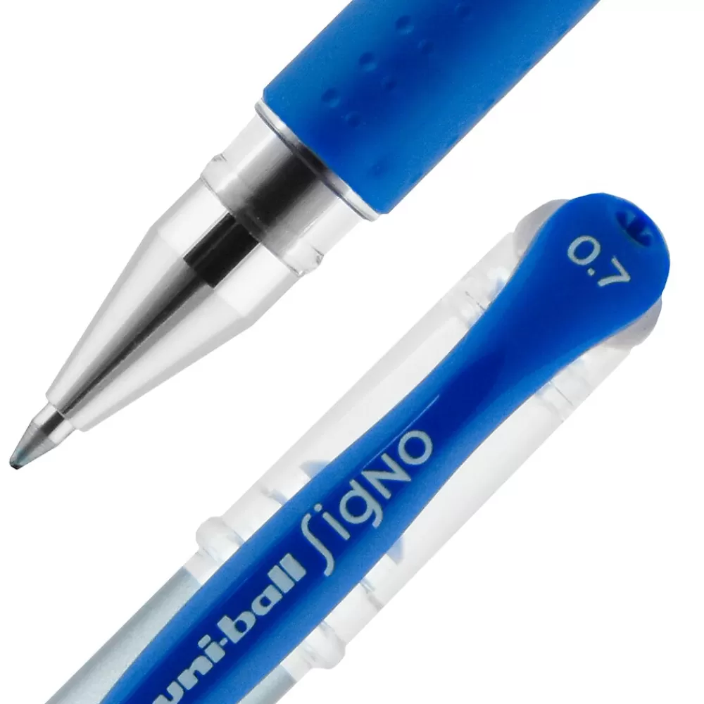 uni-ball Pens<uniball Gel Grip Gel Pens, Medium Point, 0.7mm, Blue Ink, 12/Pack (65451)
