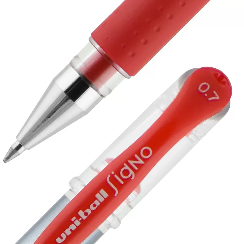 uni-ball Pens<uniball Gel Grip Gel Pens, Medium Point, 0.7mm, Red Ink, 12/Pack (65452)
