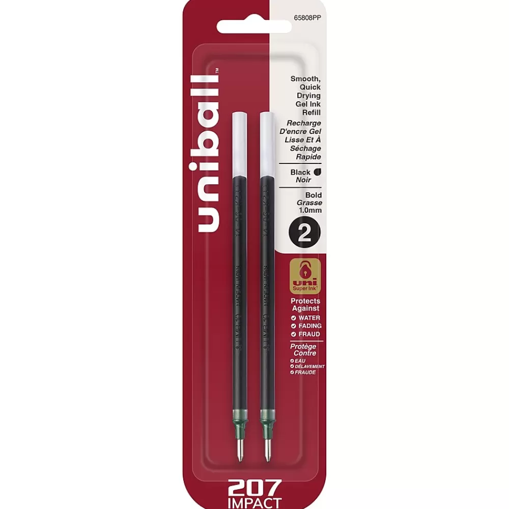 uni-ball Pens<Impact Gel-Ink Pen Refill, Bold Tip, Black Ink, 2/Pack (65808PP)