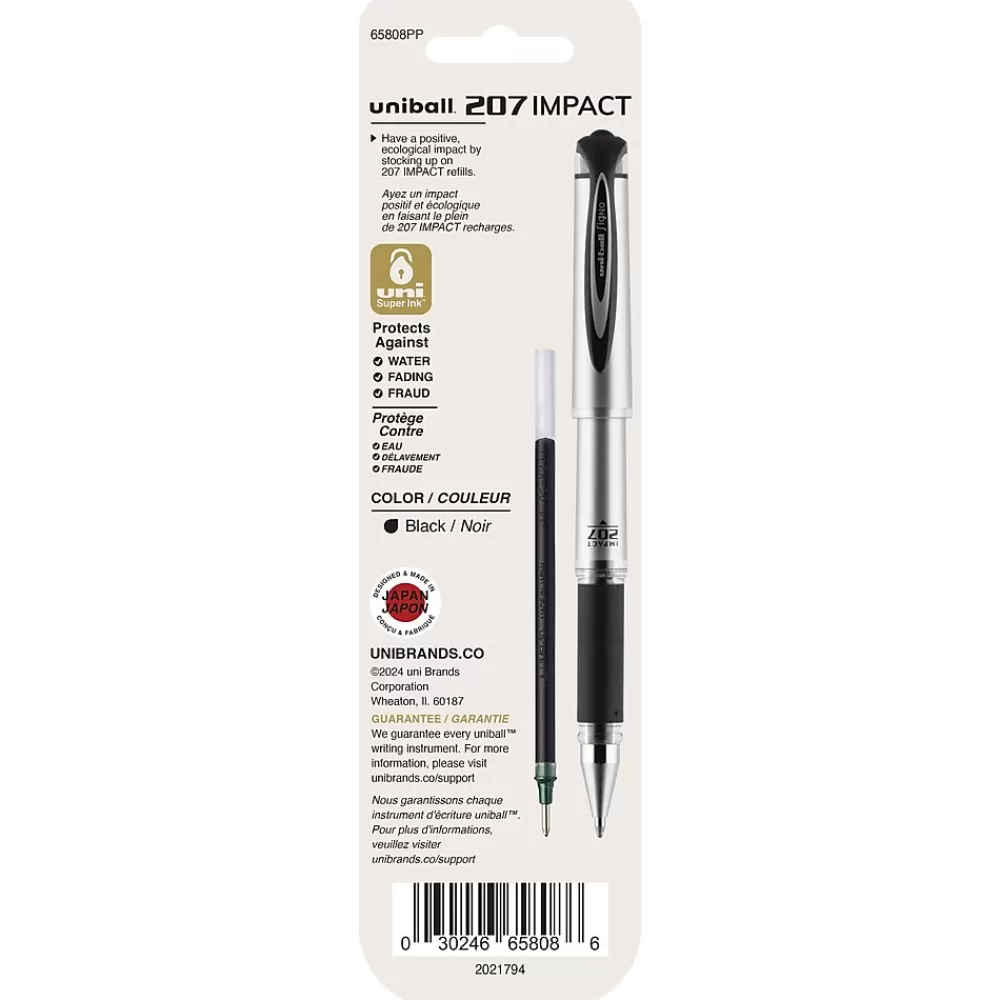 uni-ball Pens<Impact Gel-Ink Pen Refill, Bold Tip, Black Ink, 2/Pack (65808PP)