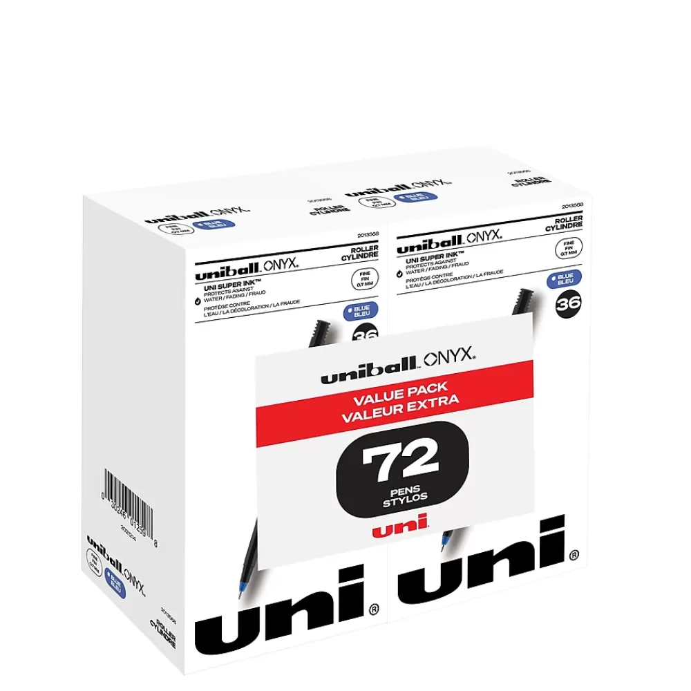 uni-ball Pens<uniball Onyx Rollerball Pens, Fine Point, 0.7mm, Blue Ink, 72/Box (2013568)