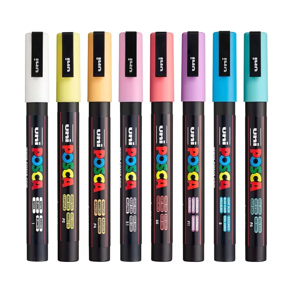 uni-ball Markers<Posca PC-3M Paint Markers, Bullet Tip, Assorted Colors, 8/Pack (PC3M8CSOFTCOLORS)
