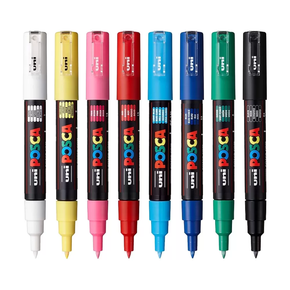 uni-ball Markers<Posca PC-1M Paint Markers, Fine Tip, Assorted Colors, 8/Pack (PC1M8C)