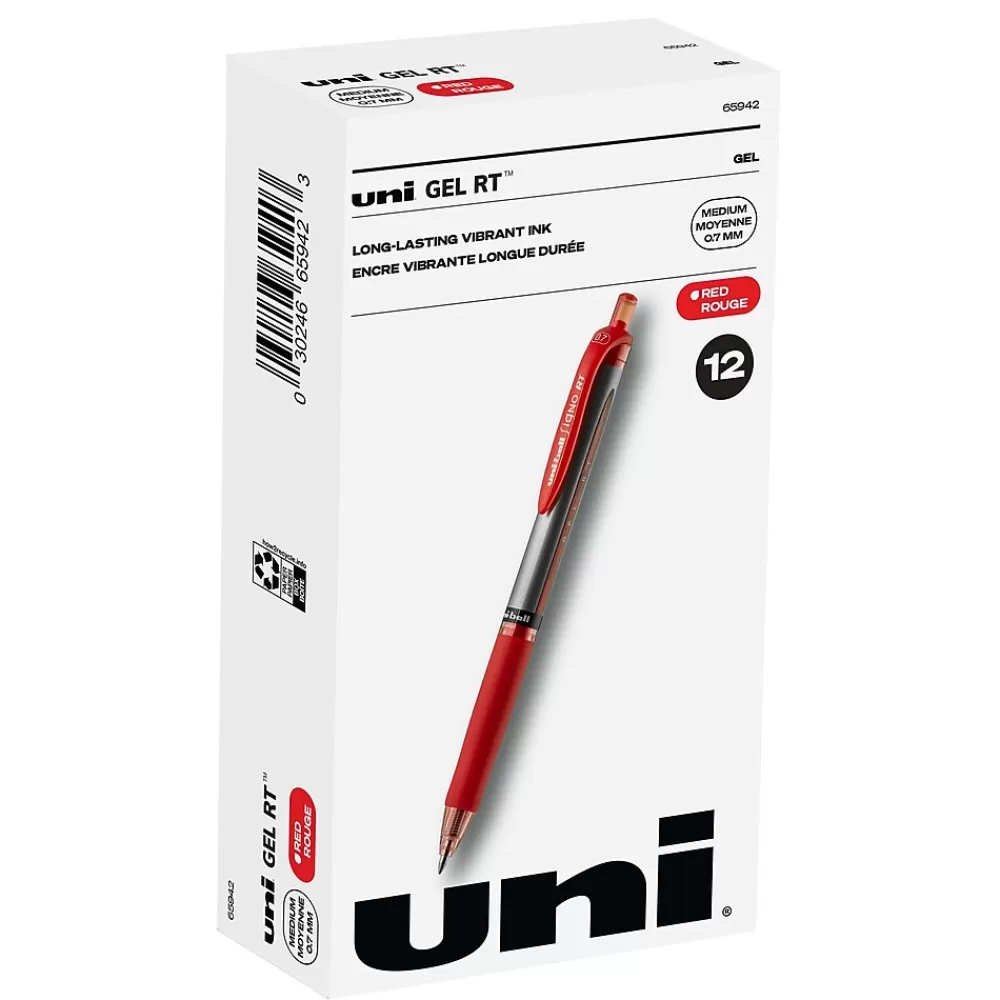 uni-ball Pens<uniball Signo RT Gel Pens, Medium Point, 0.7mm, Red Ink, Dozen (65942)