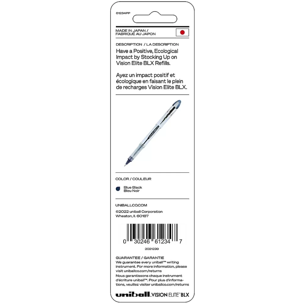 uni-ball Pens<Vision Elite Rollerball Pen Refill, Bold Point, Blue/Black Ink, 2 Pack (61234PP)