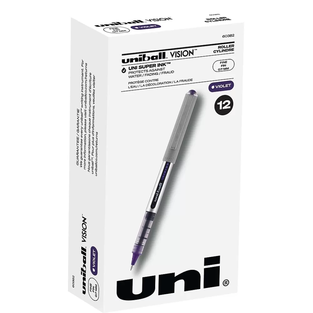 uni-ball Pens<Vision Rollerball Pens, Fine Point, Purple Ink, Dozen (SAN60382)