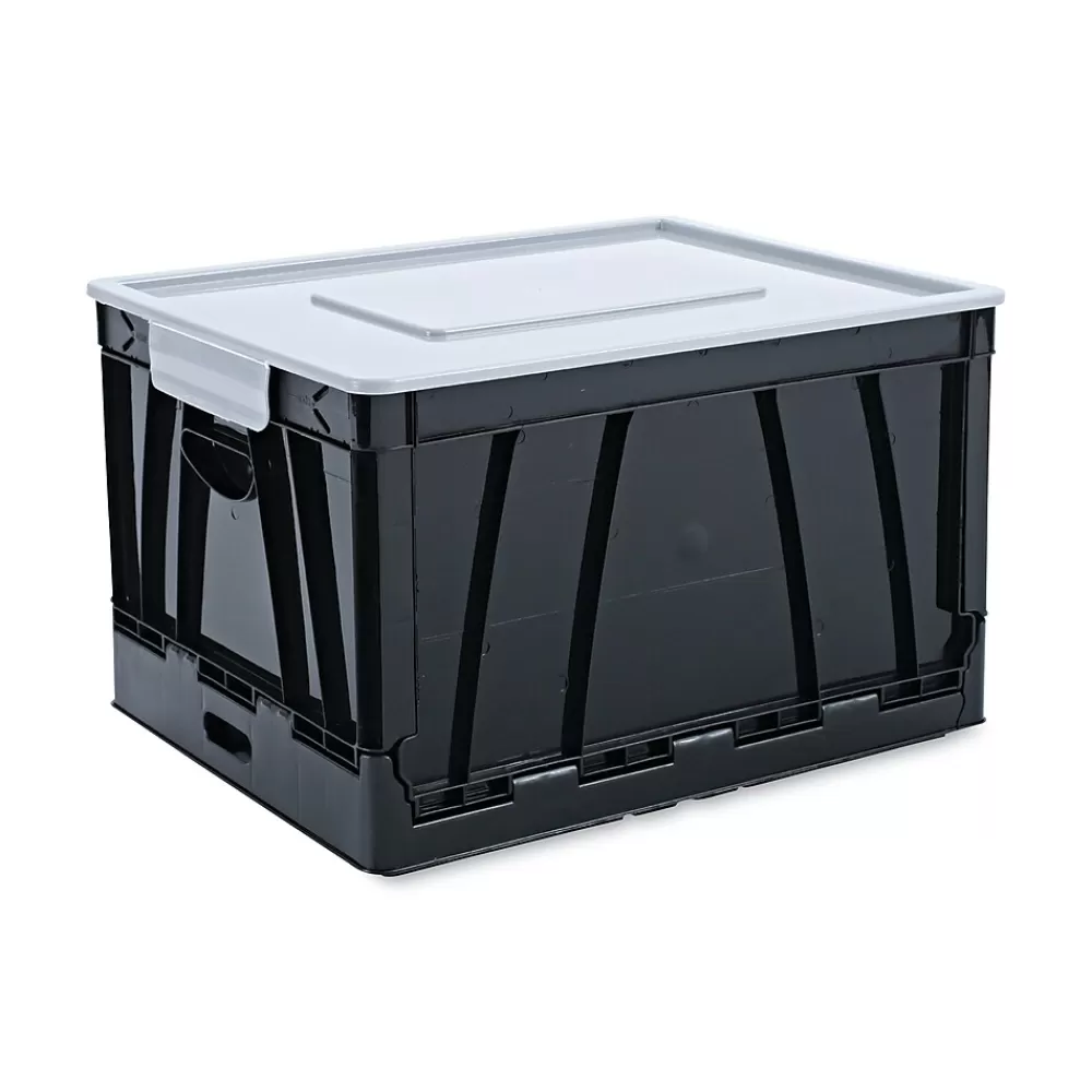 Universal File Storage<Collapsible Crate, 17 1/4 X 14 1/4 X 10 1/2, Black/gray, 2/pack