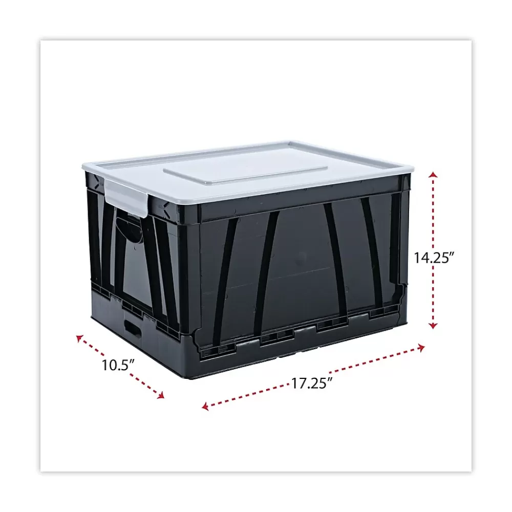 Universal File Storage<Collapsible Crate, 17 1/4 X 14 1/4 X 10 1/2, Black/gray, 2/pack