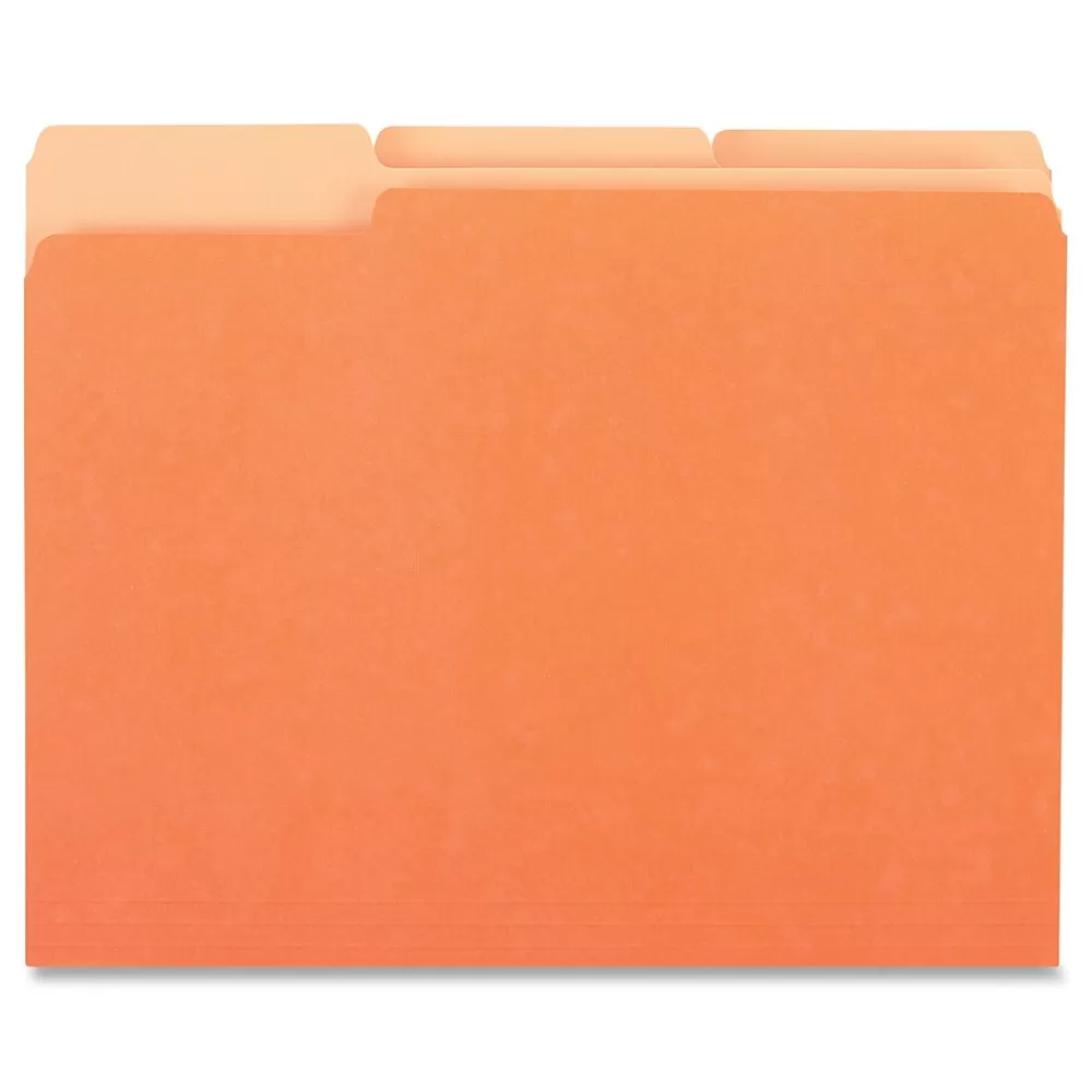 Universal File Folders<Colored File Folders, 1/3 Cut One-Ply Tab, Letter, Orange, 100/Box