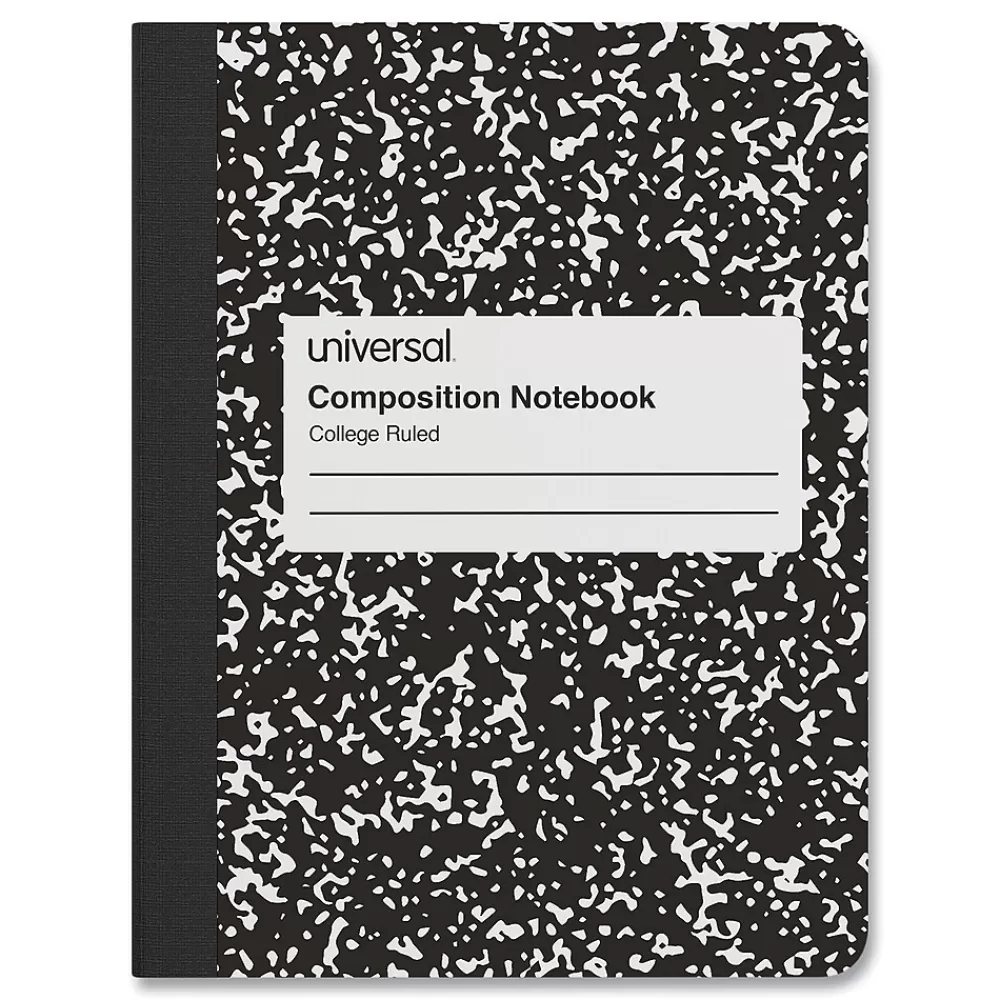 Universal Composition Notebooks<Composition Book, College Rule, 7 1/2 X 9 3/4, White, 100 Sheets, 6/pack