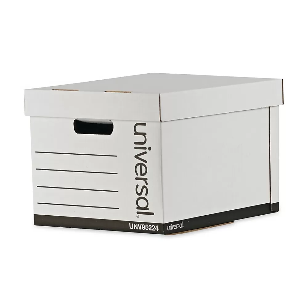 Universal File Storage<Corrugated Boxes, Letter/Legal Size, White, 12/Carton (UNV95224)