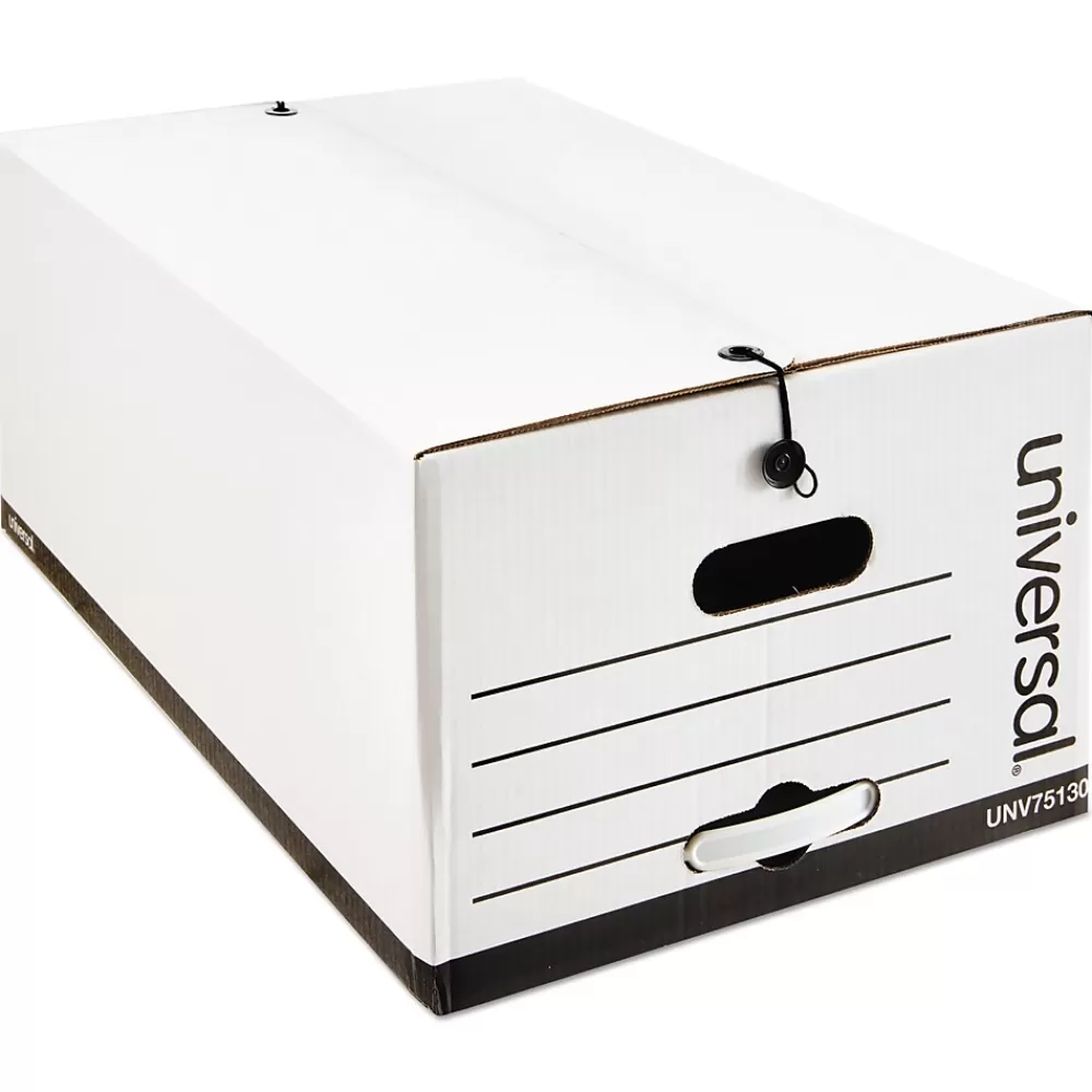 Universal File Storage<Economy String-Tie Storage File, Legal Size, White, Stacking Strength 585 lbs., 15" x 10 1/4" x 24", 12/Ct