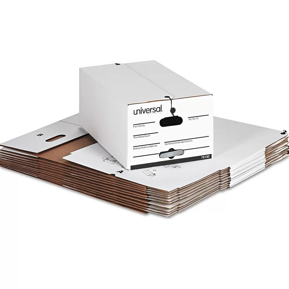 Universal File Storage<Economy String-Tie Storage File, Legal Size, White, Stacking Strength 585 lbs., 15" x 10 1/4" x 24", 12/Ct