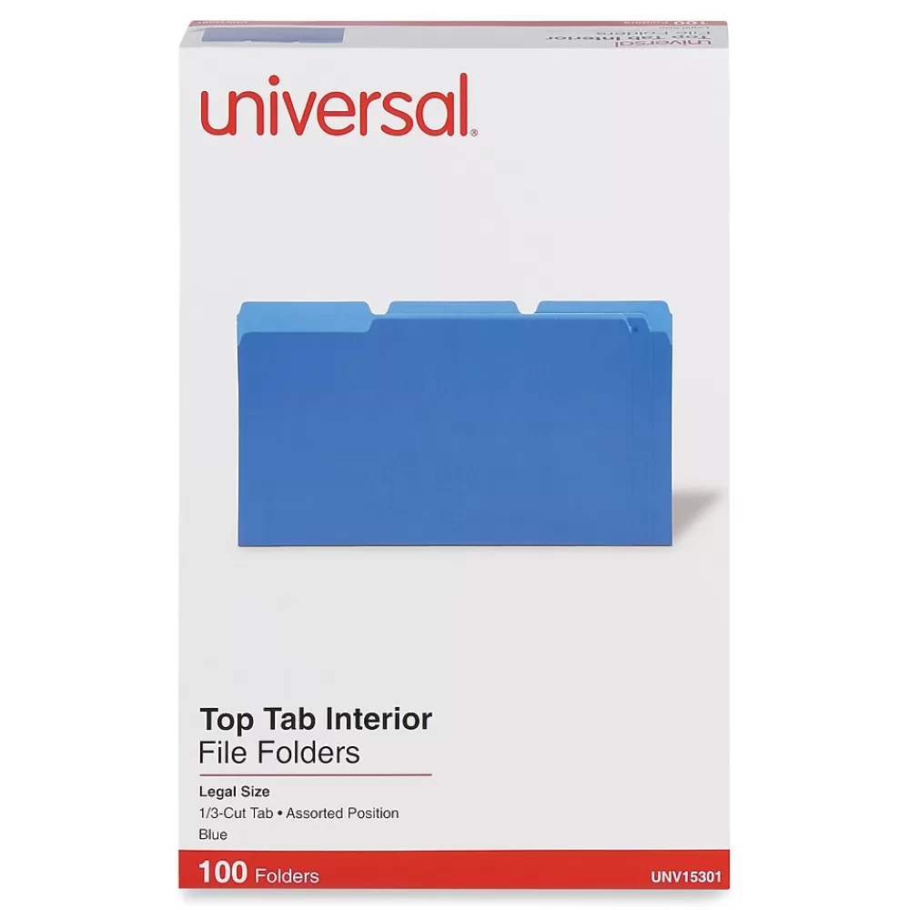 Universal File Folders<File Folder, Legal Size, Blue, 100/Box (UNV15301)