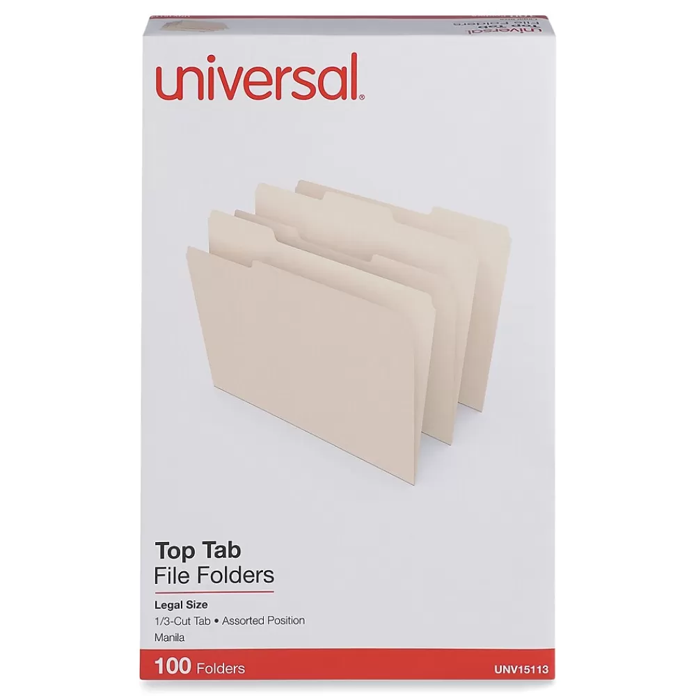 Universal File Folders<File Folder, Legal Size, Manila, 100/Box (UNV15113)
