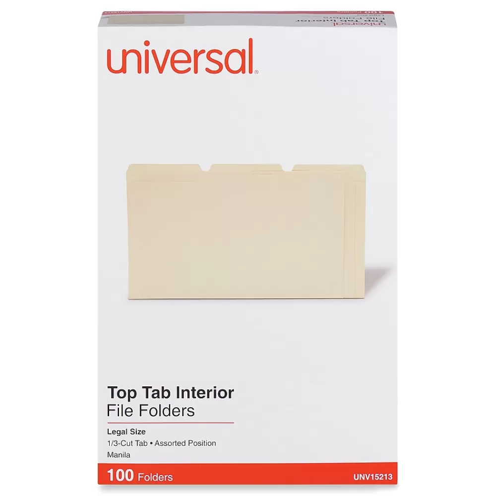 Universal File Folders<File Folder, Legal Size, Manila, 100/Box (UNV15213)