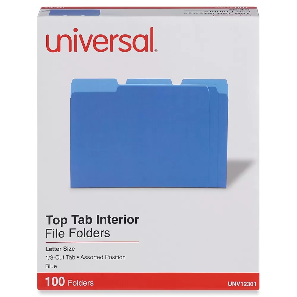 Universal File Folders<File Folder, Letter Size, Blue, 100/Box (UNV12301)
