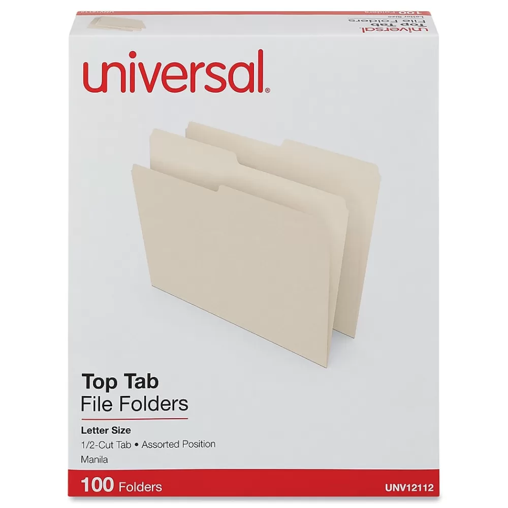 Universal File Folders<File Folder, Letter Size, Manila, 100/Box (UNV12112)