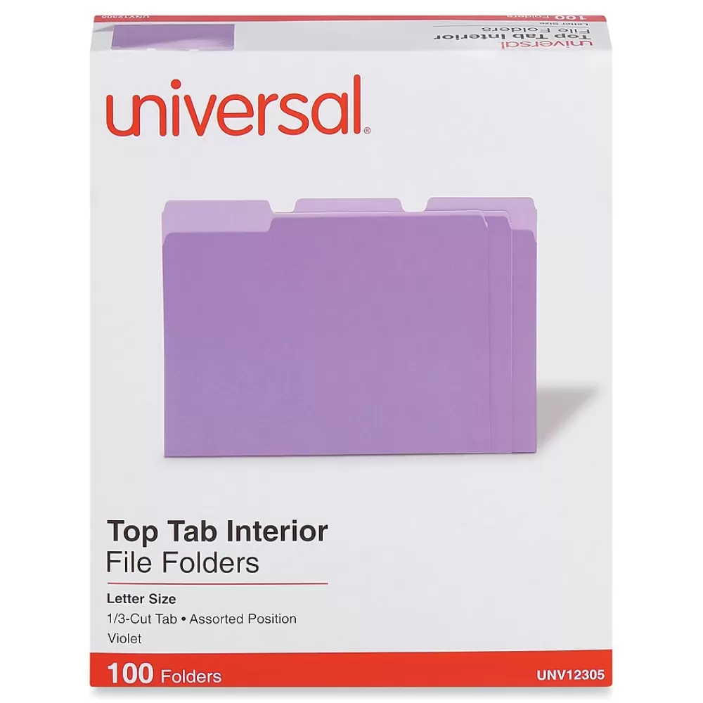 Universal File Folders<File Folder, Letter Size, Violet, 100/Box (UNV12305)