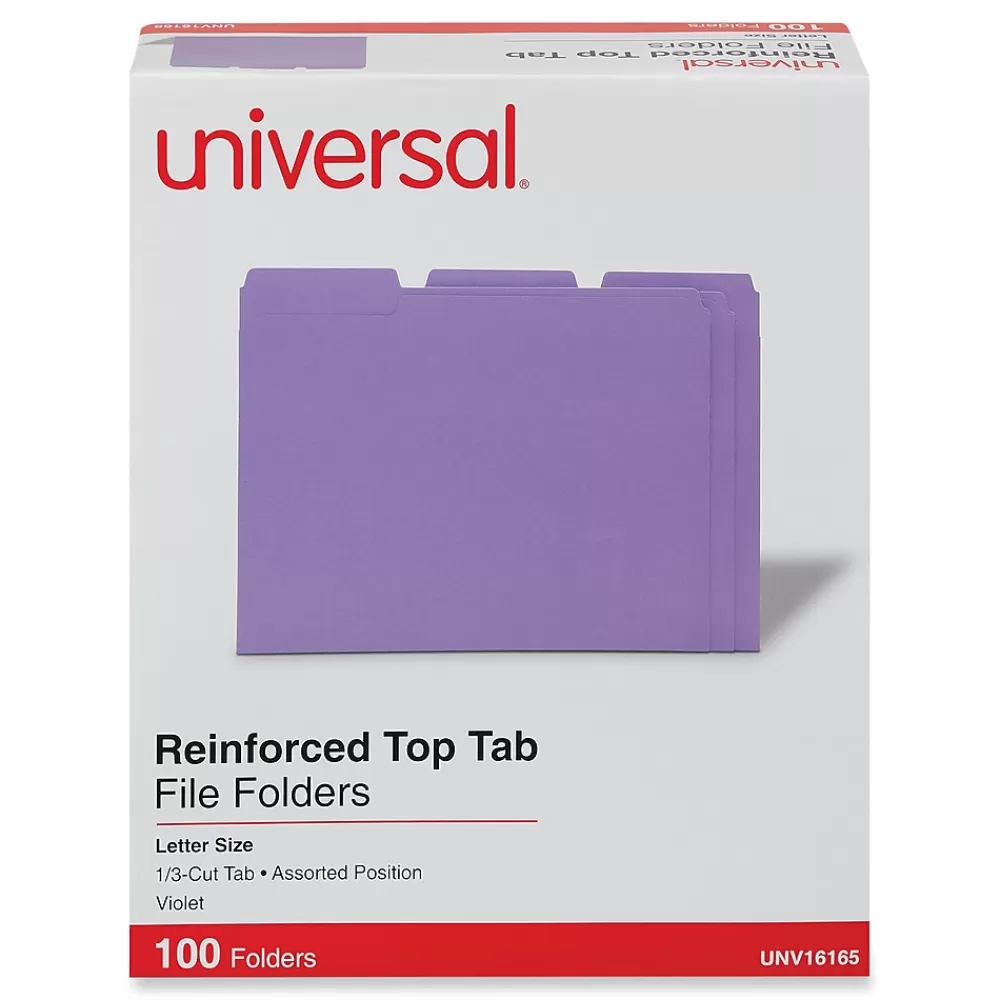 Universal File Folders<File Folder, Letter Size, Violet, 100/Box (UNV16165)