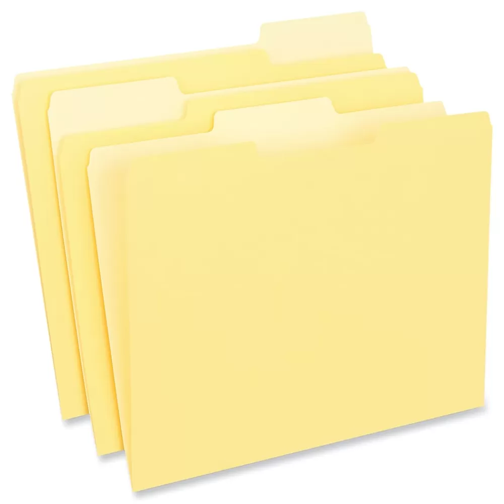 Universal File Folders<File Folder, Straight Cut, Letter Size, Yellow, 100/Box (UNV12304)