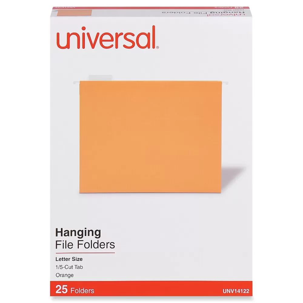 Universal Hanging File Folders<Hanging File Folder, Letter Size, Orange, 25/Box (UNV14122)