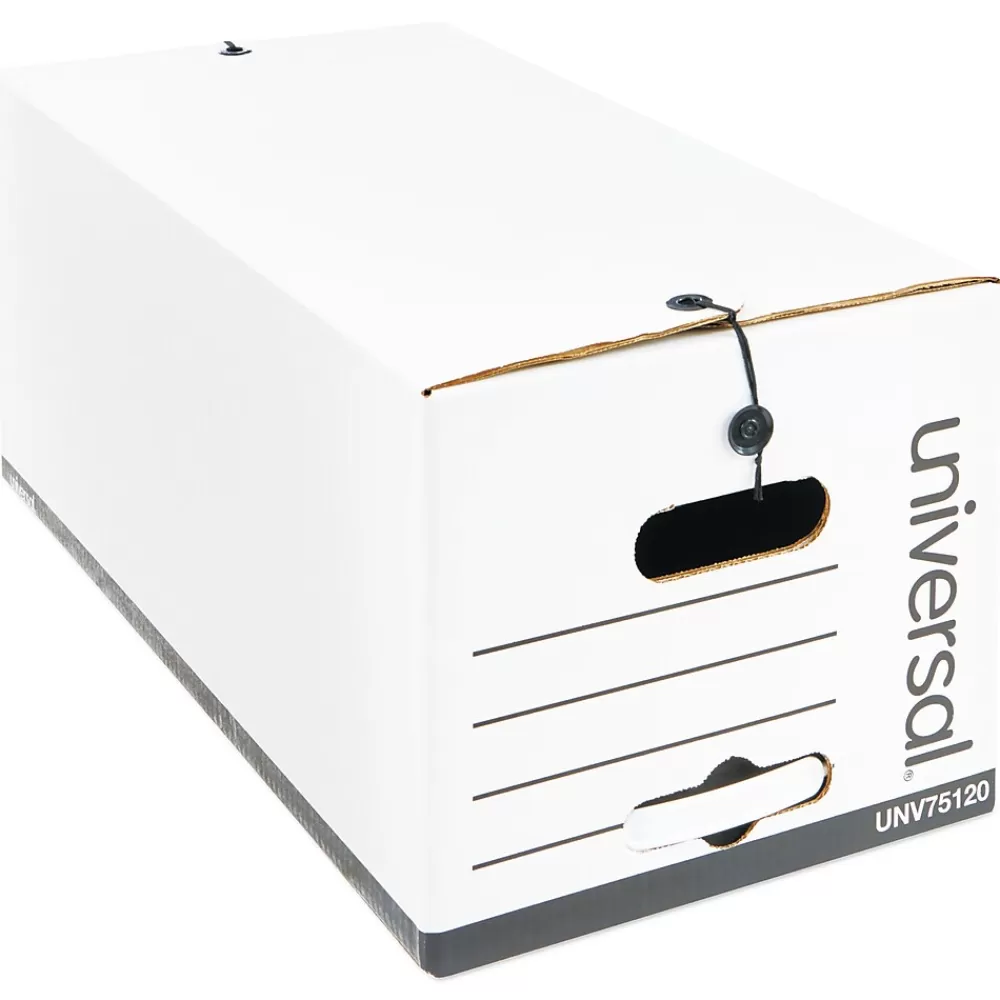Universal File Storage<Medium Duty Corrugated File Box String and Button, Letter Size, White, 12/Carton (UNV75120)