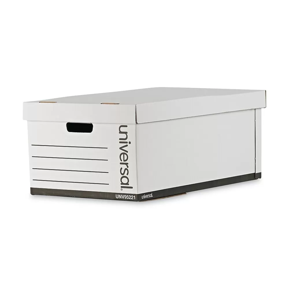 Universal File Storage<Medium Duty Corrugated File Box with Lift Off Lid, Legal Size, White, 12/Carton (UNV95221)