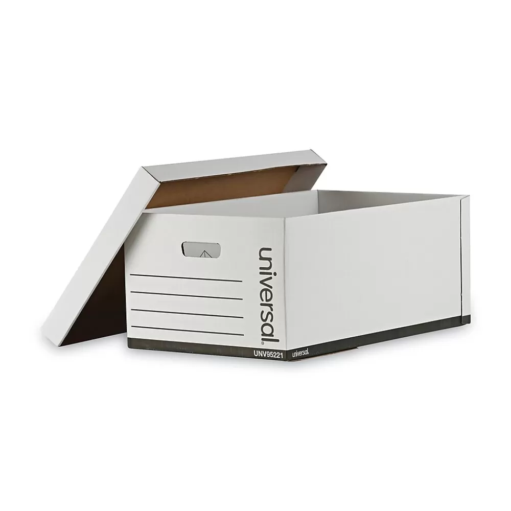 Universal File Storage<Medium Duty Corrugated File Box with Lift Off Lid, Legal Size, White, 12/Carton (UNV95221)