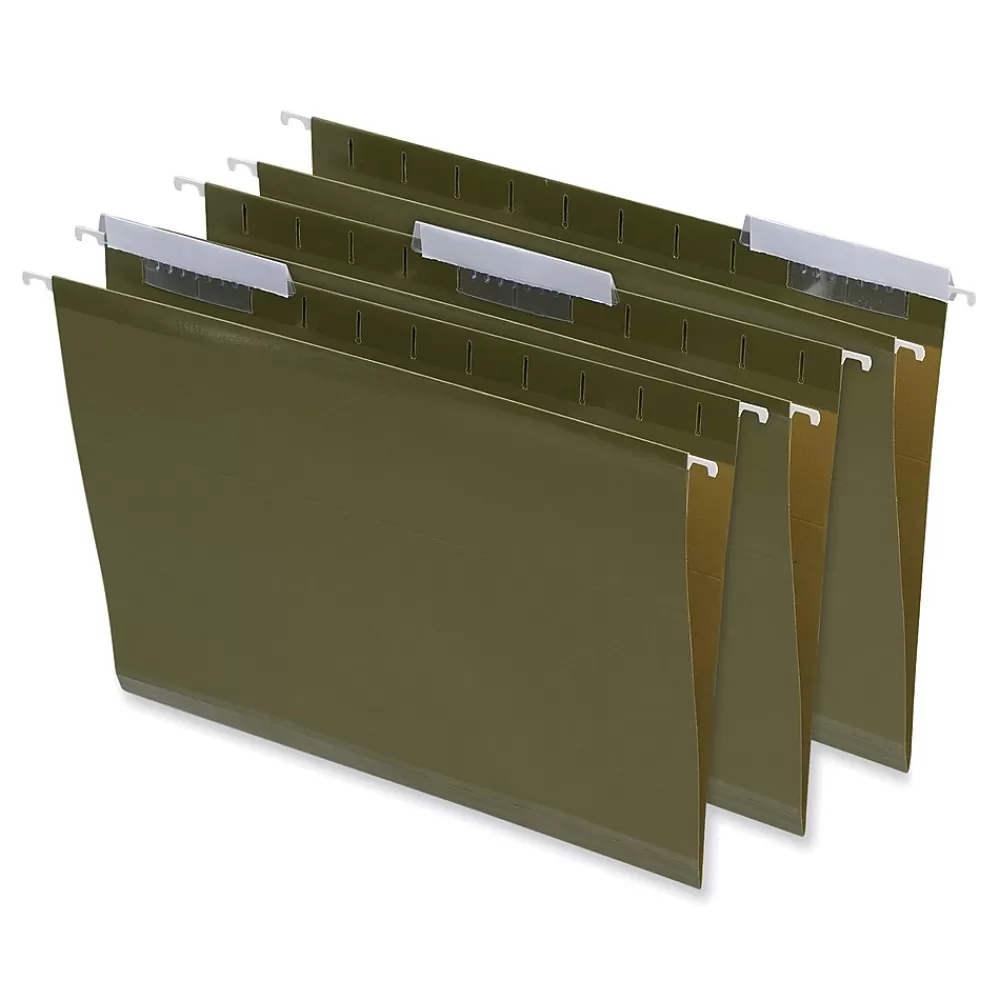 Universal Hanging File Folders<Recycled Hanging File Folder, 1/3 Cut Tab, Letter Size, Standard Green, 25/Box (UNV24113)