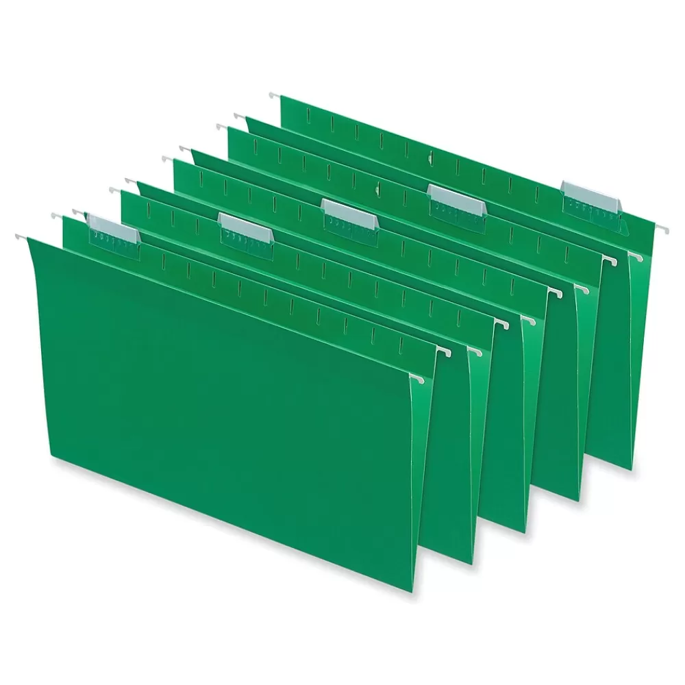 Universal Hanging File Folders<Recycled Hanging File Folder, Legal Size, Bright Green, 25/Box (UNV14217)