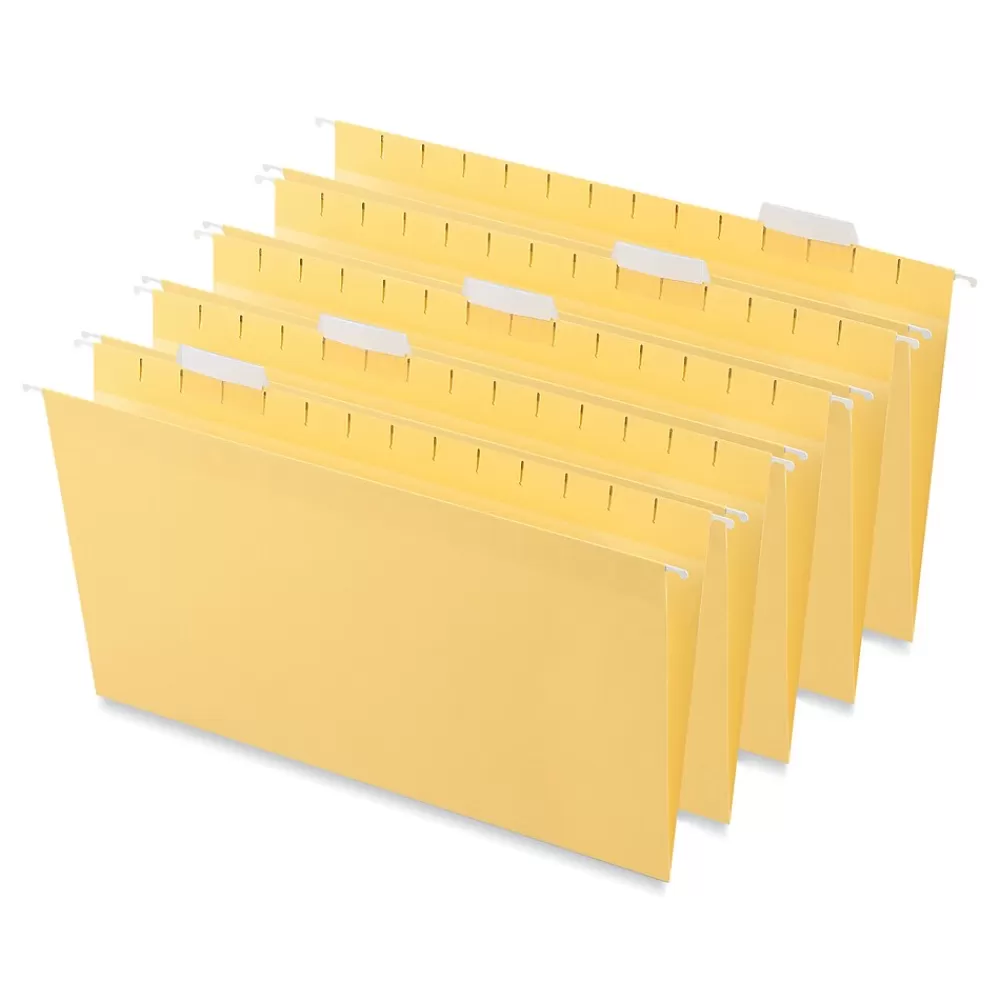 Universal Hanging File Folders<Recycled Hanging File Folder, Legal Size, Yellow, 25/Box (UNV14219)
