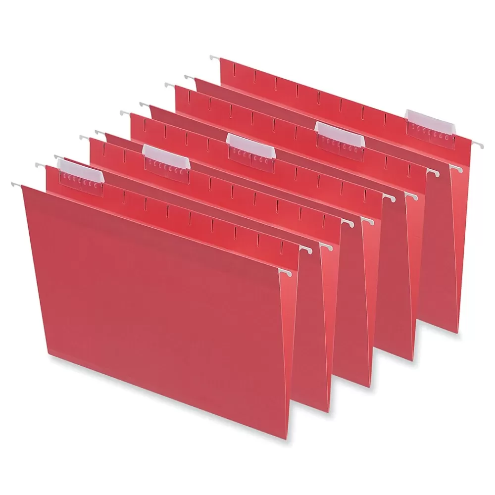 Universal Hanging File Folders<Recycled Hanging File Folder, Letter Size, Red, 25/Box (UNV14118)