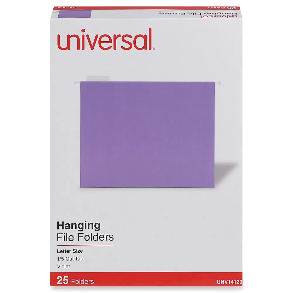 Universal Hanging File Folders<Recycled Hanging File Folder, Letter Size, Violet, 25/Box (UNV14120)