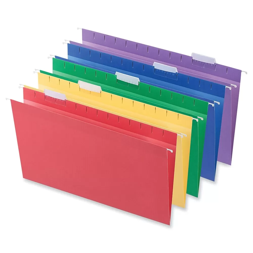 Universal Hanging File Folders<Recycled Hanging File Folders, Legal Size, Assorted Colors, 25/Box (UNV14221)